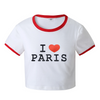 Women Fashion Red Heart Letter Print Short-Sleeved T-Shirt