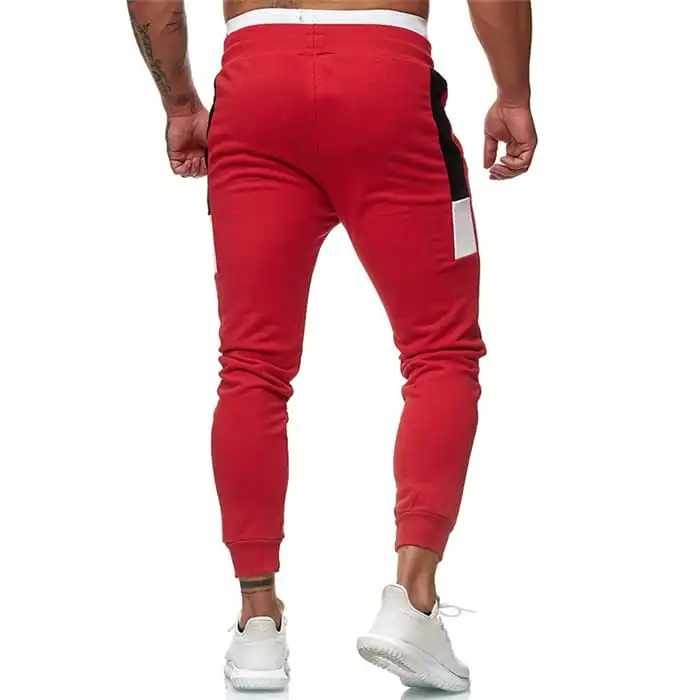 Men Fashion Color Blocking Drawstring Waist Sweatpants