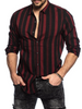 Men Casual Long Sleeve Lapel Stripe Printed Single-Breasted Shirt