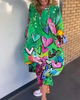 (Buy 1 Get 1) Women Ramadan /Eid Fashion Casual Loose Heart-Shaped Print Long Sleeve Maxi Dress