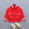 Kids Letter Pattern Pocket Design Zipper Coat