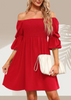 Women'S Fashion Casual Printing Puff Sleeve Square Neck Dress