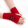 (Buy 1 Get 2) Autumn Winter Women Fashion Devil Eye Embroidered Warm Knitted Half Finger Gloves