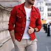 Men Fashion Casual Slim Fit Denim Jacket Multi Pocket Button Coat