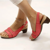 Women Fashionable Solid Color Plus Size Open Toe Hollow Buckle Chunky Heeled Sandals