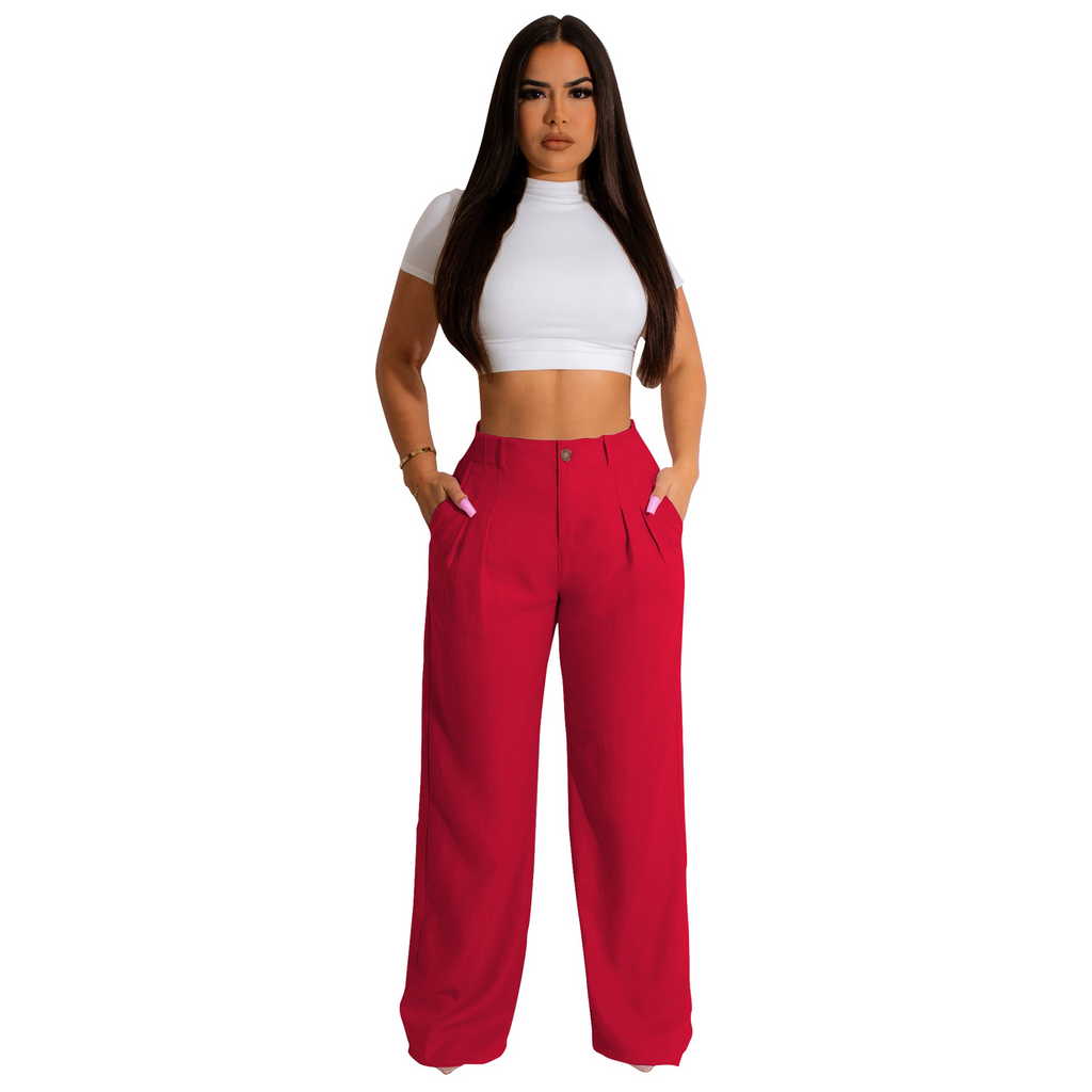 Women Simple Breathable Straight Solid Color Pant