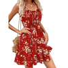 Women Elegant Pullover Vacation Floral Printing Sleeveless Spaghetti Strap Dress