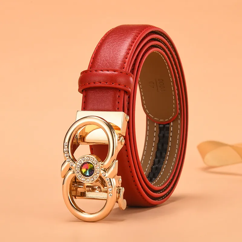 Women'S Fashion Casual Rhinestone Alloy Automatic Buckle Belt