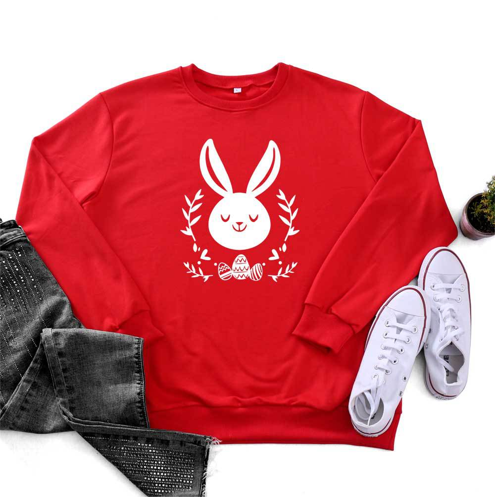 Easter Fashion Women'S Long Sleeve Bunny Print Round Neck Sweatshirt
