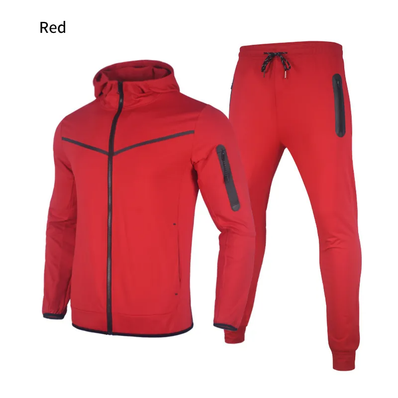 Men Fashion Hooded Zipper Long Sleeve Jacket And Sports Pants Two-Piece Set