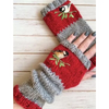 (Buy 1 Get 1) Autumn Winter Women Fashion Warm Stitching Embroidered Half Finger Gloves