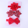 3pcs/Set Girls Cute Flower Bow Sequin Design Elastic Headband