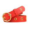 Woman High Quality PU Body Gold Circular Alloy Buckle Stylish Belt