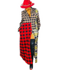 Women Fashion Color Blocking Plaid Printed Pachwork Maxi Dress