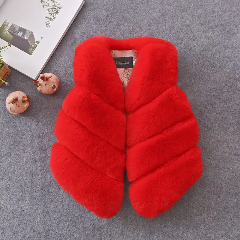 Girls Solid Color Thickened Plush Coat