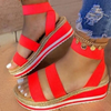 Women Fashion Solid Color Platform Velcro Sandals Shoes