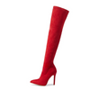 Women Winter Solid Color Side Zipper Design Pointed Toe High High Heel Elastic Over The Knee Boots