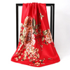 (Buy 1 Get 1) 90*90Cm Women'S Fashion Floral Print Imitation Silk Scarf Scarf Shawl