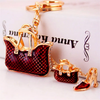 3pcs/Set Women Creative Bag And High Heel Shape Design Rhinestone Alloy Key Chain