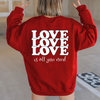 Women Casual LOVE Letter Print Round Neck Long Sleeve Basic Sweatshirt