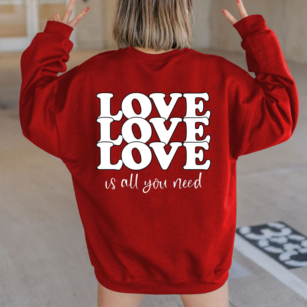 Women Casual LOVE Letter Print Round Neck Long Sleeve Basic Sweatshirt