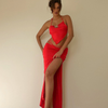 Women Fashion Sexy Solid Color Spaghetti Strap Halter Top And Hollow Skirt Set