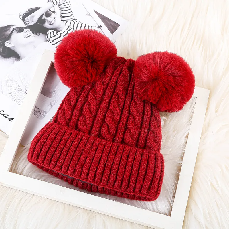 (Buy 1 Get 1) Women Plush Winter Knitted Fluffy Ball Warm Hats