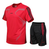 Men Plus Size Sporty Short Sleeve Round Neck Stripe Printed T-Shirt And Shorts Two-Piece Set