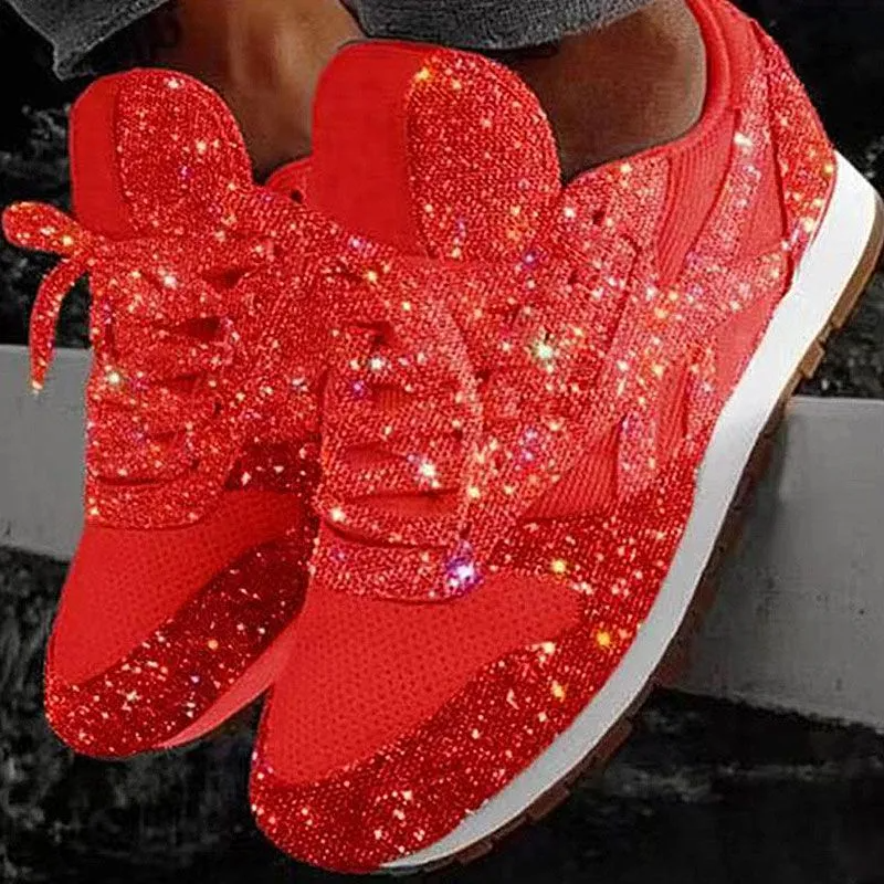 Sequin Lace-Up Sneaker Shoes