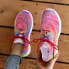 Women Fashion Casual Plus Size Color Block Fly-Woven Breathable Lace-Up Sneakers