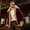 Men Autumn Winter Fashion Casual Simple Solid Color Frock Single-Breasted Large Lapel Zipper Plus Size Jacket Coat