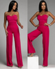 Women Solid Color Tube Top Casual High Waist Wide Leg Jumpsuit