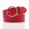 Women Casual Simple Alloy Round Buckle Versatile Pu Belt