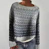 Women Fashion Round Neck Color Matching Knitted Long Sleeve Sweater