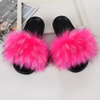 ( 2 pair ) Wholesale Women Winter Fashion Plus Size Faux Fox Fur Plush Flat Slippers