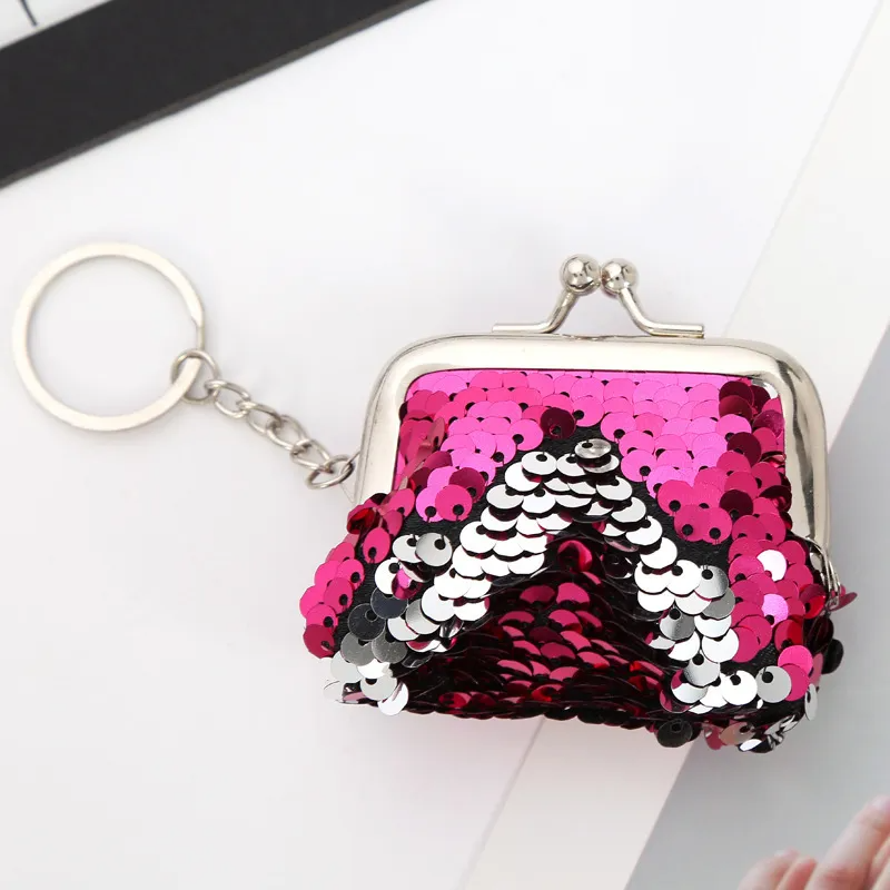 (Buy 1 Get 2) Kids Girls Fashion Cute Solid Color Sequin Mini Wallets Bag