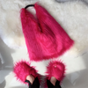 Women Fashion Y2K Plush Slippers Tote Bag Two-Piece Set