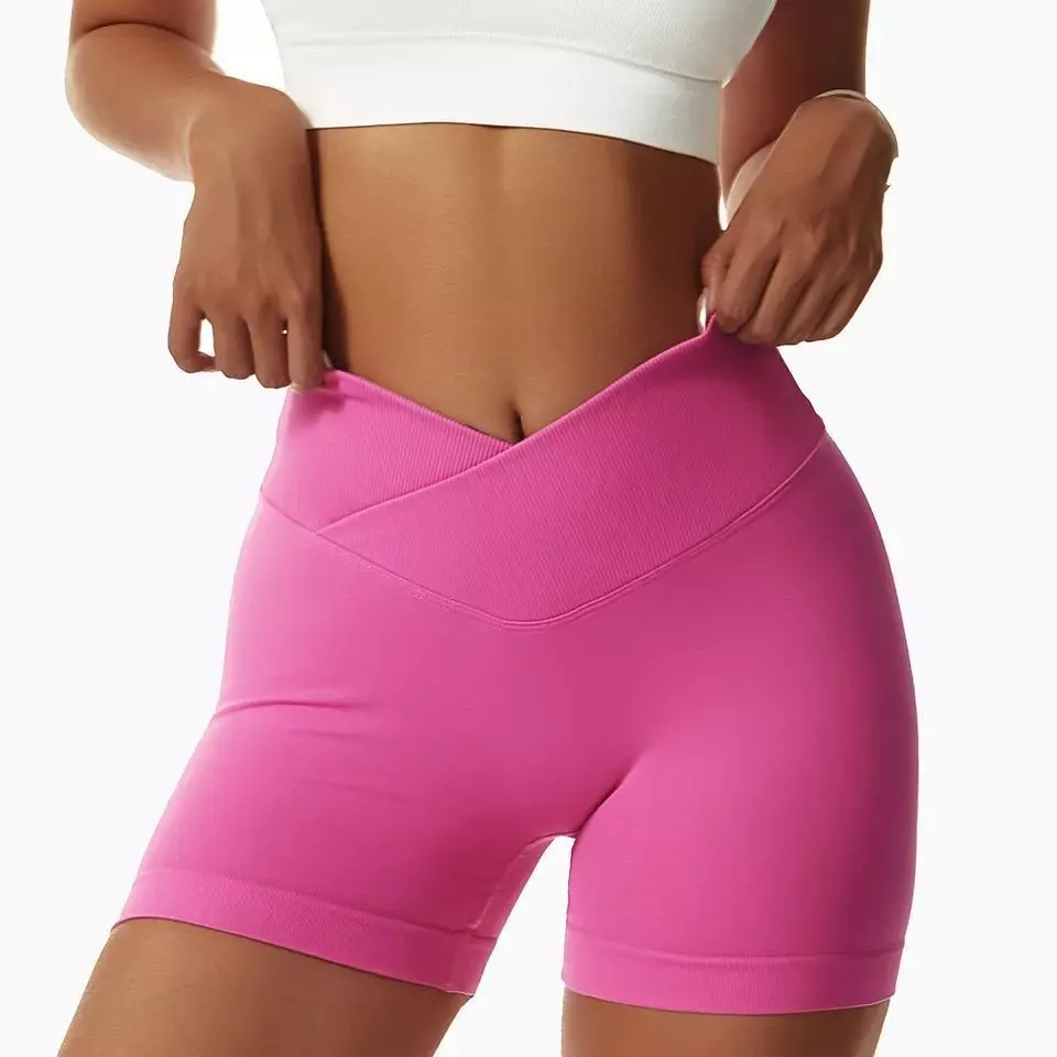 Women Fashion Solid Color Sports Tight Yoga Shorts