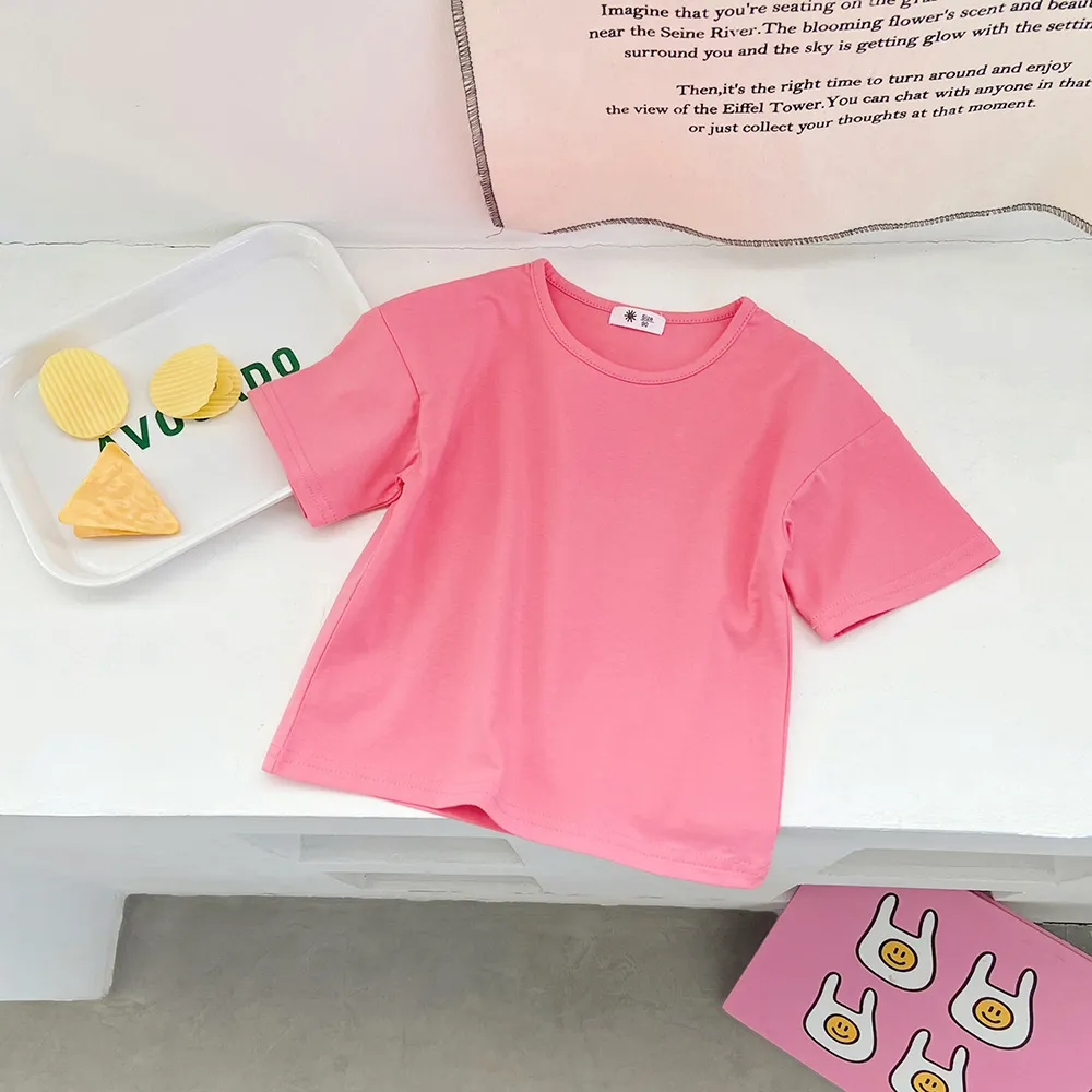 (Buy 1 Get 1) Children Kids Baby Fashion Girls Boys Short-Sleeved Candy Color T-Shirt