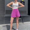 Women Summer Basic Solid Color Fashion Street High Waist Loose Wide Leg Casual Shorts