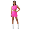 Women Athleisure Sexy Round Neck Solid Color Tank Top And Skirt Two-Piece Sports Set