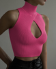 Fashion Women Solid Color Sleeveless Hollow Slim Fit Cropped Knitwear Top