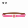 Women'S Fashion Casual Personality Flower-Shaped Rhinestone Alloy Smooth Buckle Leather Belt