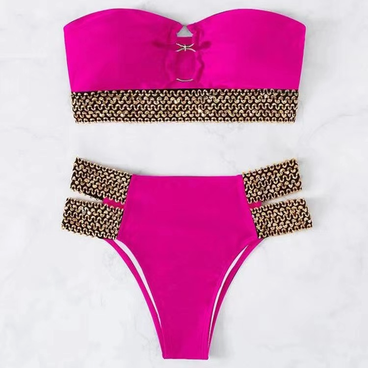 Women'S Sexy Hollow Chain Beach Swimsuit Two-Piece Set