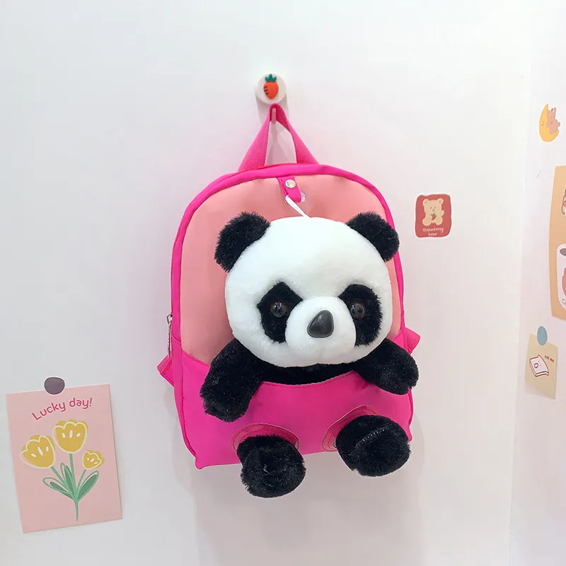 Children Kids Baby Fashion Boys Girls Cartoon Panda Doll Plushtoy Backpack School Bag