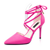 Women Fashion Sexy Suede Pointed Toe Cross Strap Bow Stiletto Pumps