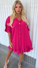 Casual Fashion Women Solid Color Ruffled Short Sleeve Loose Shirt Dress