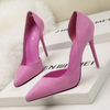 Women Fashion Simple Sexy Plus Size Suede Point-Toe High Heels Pumps