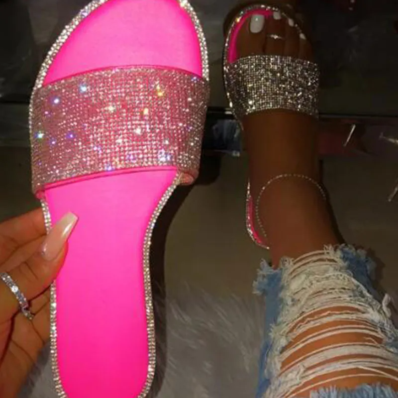 Women Fashion Rhinestone Slippers Shoes