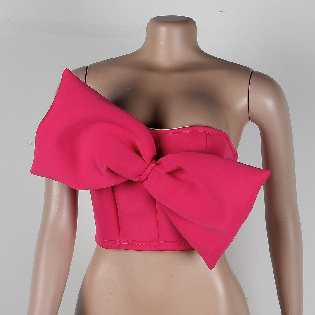 Women'S Sexy Solid Color Bow Knot Tube Top